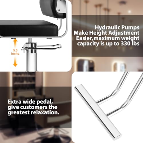 Stylist Chairs for Salon, Hydraulic Pump Salon Chair 360 Degree Rotating Barber Chair, Spa Beauty Equipment for Hair Stylists, Tattoo Artists, Cosmetologists (Silvery) - Image 6