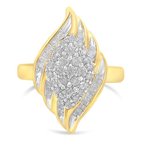 Original Classics 10K Yellow Gold Plated .925 Sterling Silver Diamond Cocktail Ring (3/4 Cttw, I-J Color, I2-I3 Clarity) - Size 7-3/4