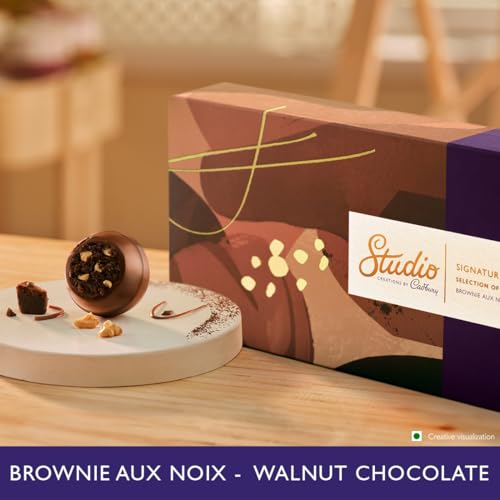 Image of Cadbury Studio Signature Pralines Brownie Aux Noix Chocolate Gift Pack, 130 g (Pack of 3)
