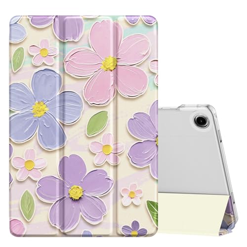 Image of MoKo for Samsung Galaxy Tab A11 Plus / A11+ Case 11 Inch 2026, Galaxy Tab A9 Plus / A9+ Case 11 Inch 2024, Slim Stand Hard PC Translucent Back Shell Smart Cover, Auto Wake /Sleep,Oil Painting Flower