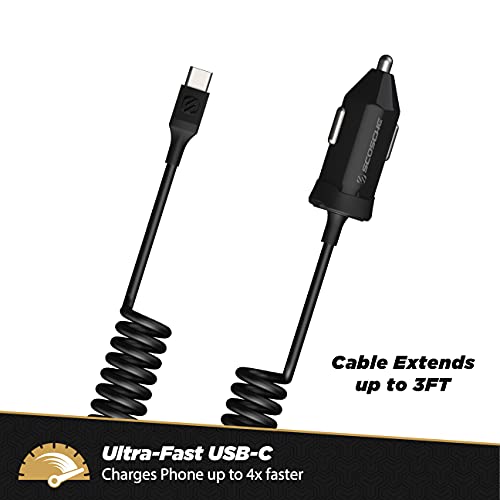 Cargador de coche USB-C que evita enredos con su cable en espiral de 3 pies 2