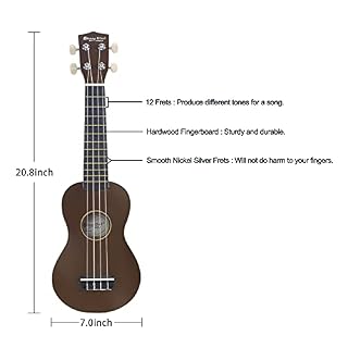 21 pouces ukulélé pour débutants, guitare enfants à quatre cordes en bois Ukulele Soprano (Avec sac de concert, Marron) - Les Beatles, Paul McCartney, John Lennon, RIngo Starr, George Harrison 21 pouces ukulélé pour débutants, guitare enfants à quatre cordes en bois Ukulele Soprano (Avec sac de concert, Marron) – Image 2