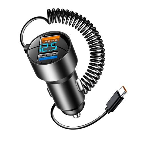 Cargador de coche USB C de 100W en aleación de aluminio con cable de carga rápida para SUV y camión