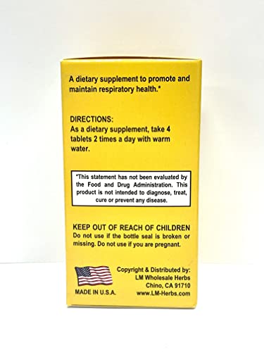 Lao Wei Respiratory Formula Herbal Supplement Helps For Respiratory System 500Mg 60 Tablets Made In Usa #TOP2