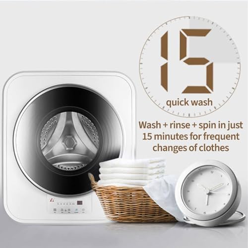 LSBHPPD Mini Wall-Mounted Fully Automatic Washing Machine with Hot Air Dryer, Underwear Washing Machine, 3KG Capacity, White/Green, Energy and Water Efficient - Image 3