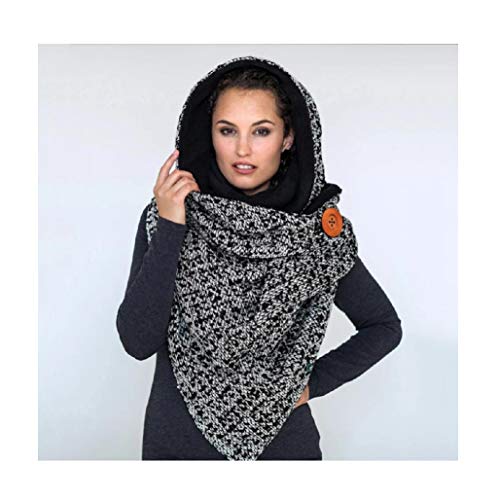 TIREOW Foulard Triangle Chaud Rétro De Couleur Unie Femme, étoiles Impression Doux Enveloppement écharpes Chaudes Châles Avec Bouton, Châles Cachemire Wraps Foulards, Grands Châles Chauds Noël (I1) Cover