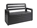 Toomax Foreverspring UV Weather Defiant Lockable Box Chest Bench for Outdoor Pool Patio Furniture and Deck Storage Bin, 70 Gallon Anthracite
