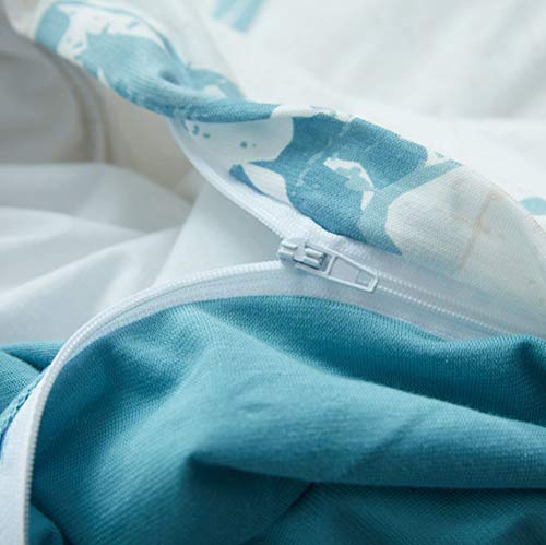 White Blue Duvet Cover Twin Size - 100% Jersey Knit Cotton Duvet Cover Set Starfish Pattern Bedding Set Luxury Soft Comforter Cover 3 Pieces With Zipper Closure, 1 Duvet Cover And 2 Pillow Shams #TOP5