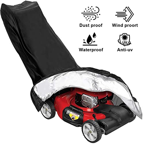 Lawn Mower Cover, Anti-UV Protector Lawnmower Cover, Waterproof Dustproof All-Weather Outdoor/Indoor Anti-UV Protector 210D Polyester with Draw String & Storage Bag(190x65x100cm) - Image 2