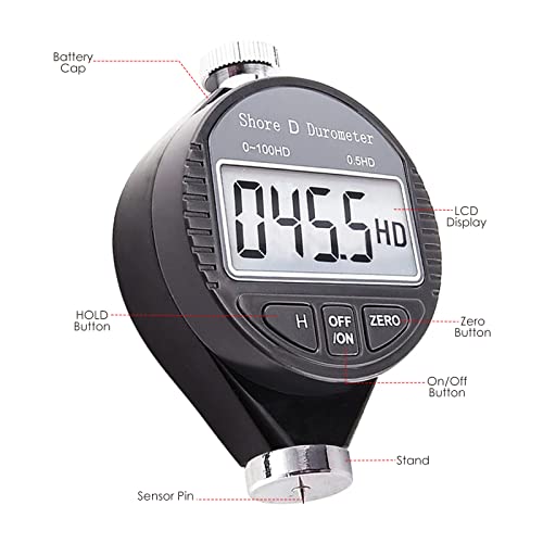 Image of Rubber Hardness Tester Digital Shore Type D Durometer Hardness Tester 0~100HD Shore D Tire Hardness Tester Meter with LCD Display for Ultra-Hard Rubber,Thermal Plastic,Tire,Resin, Fiber,Glass