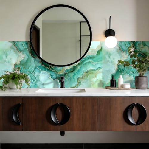 Image of Nuxovilar Green Marble Vein Wallpaper Peel Stick Vinyl 15.75x39.37