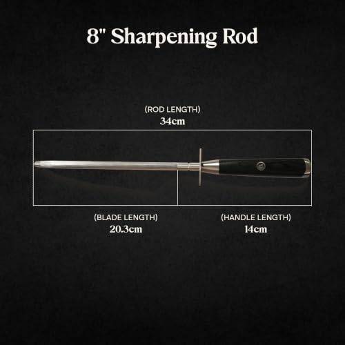 Image of Cumin Co 8 Inch Knife Sharpening Rod | Premium High Carbon Stainless Steel Sharpening Rod | Professional Knife Sharpener for Kitchen & Chef Knives