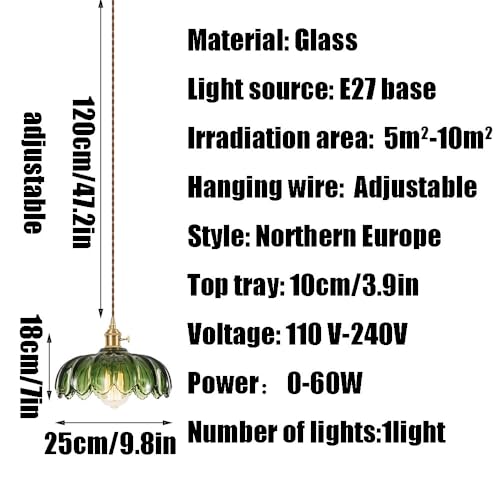 Lampe suspendue en verre créative culot E27 tête unique - 7