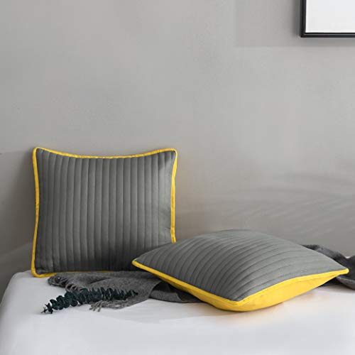 QZY Juego de 2 Fundas de cojín, Colores de Doble Cara, Gris y Amarillo, 40 x 40 cm