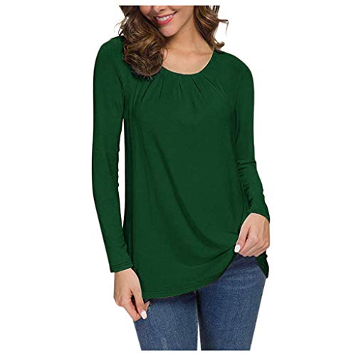 jieGREAT Women Tops Women Casual Loose T Shirt Lady Solid O Neck Full Sleeve Top Autumn Daily Pullover Blouse