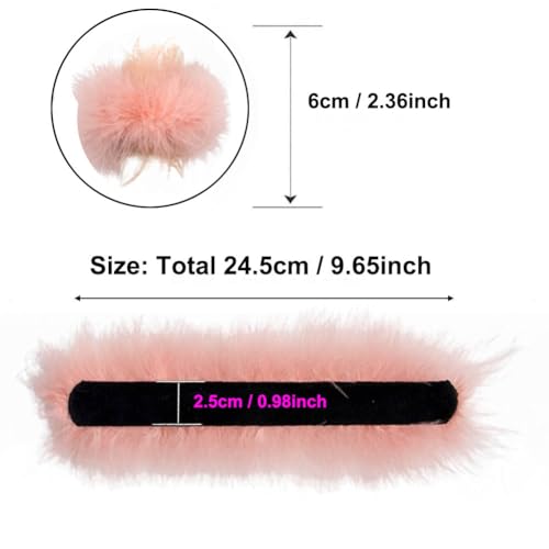 2Pcs Feather Wristbands, 9.65inch Soft Feather Wrist Slap Bracelet Cuffs, Snap Ring, Circle Slap Wrist Decoration Cuffs for Party Decoration2