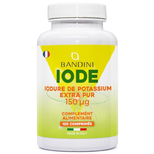 Bandini - Bandini® IODURE DE POTASSIUM - 120 comprimés de IODE EXTRA PUR Haute Dose - 150 mcg par pastille, Facilement Ingérables - Complément Alimentaire avec Iode KI, Dosage élevé, 100% Vegan, GMP, Sans OGM