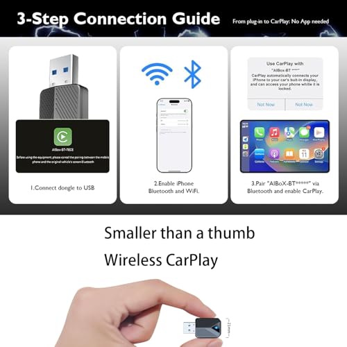 Image of Wireless Carplay Adapter, Convert Wired to Wireless CarPlay, Compatible with CarPlay, Plug and Play, Type-C /USB, Suitable for 800+ Vehicles (Black)