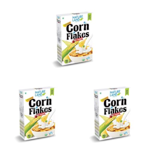Image of Natureland Organics Corn Flakes 200 Gm - Organic Healthy Flakes (Pack of 3)