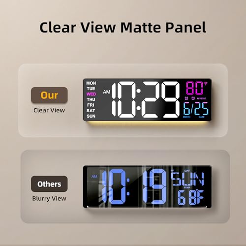 EASYERA 16.5" Large Digital Wall Clock with Low-Glare Display, 10 RGB Modes - Image 3