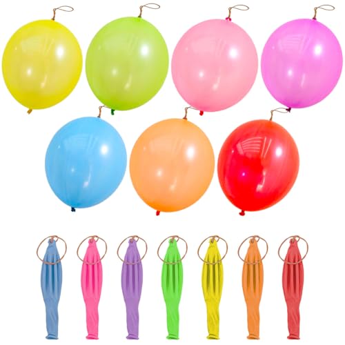 Zuxbolf Punch Ballonnen, 30 Stuks, Robuuste Grote Geperforeerde Ballonnen met Elastiek, Helium Ballonnen, 7 Kleuren voor Kinderfeestjes en Spelletjesdecoratie