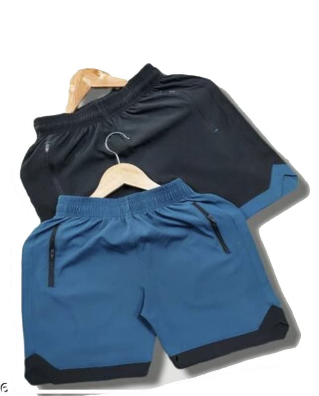Blue & Black Men Shorts-image-38