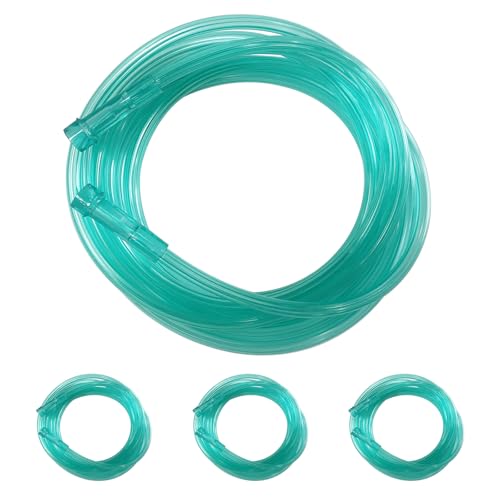 DWCHECK 3 Pack Oxygen Tubing,10Ft Green Crush Resistant Oxygen Supply Tubing,Non Kinking Durable Oxygen Tubes,Universal Interface,Individually Packaged