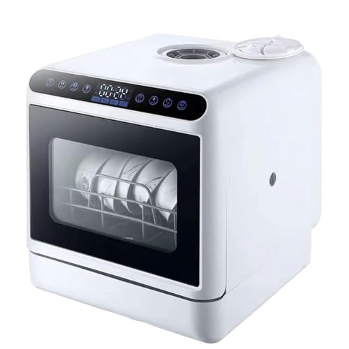 Lavavajillas de sobremesa Lavavajillas inteligente de secado totalmente automático portátil pequeño, pulverizador giratorio de 360°, secado con calefacción, 4 modos de lavado