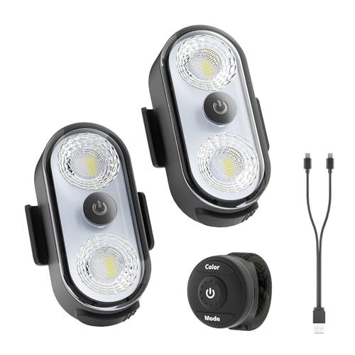 PidZoom Wireless LED Lights for Car 2PCS- Button and Remote Control Interior Ambient Strobe Light, USB-C 120H 8 Colors IP65 Waterproof Rechargeable Underglow Light for Cars, Trucks, eBike, Motorcycle