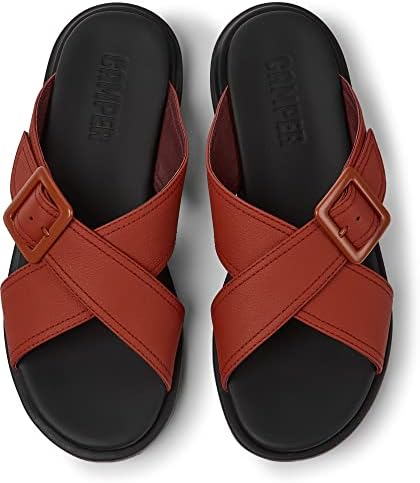 Camper Women's Edy Flat Sandal, Medium Red, 7 | Image 3