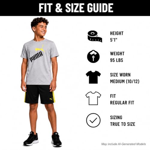 Image of PUMA Boys Active Shorts Set - 3 Piece Performance T-Shirt, Dry Fit Tank Top, and Gym Shorts - Activewear Set for Boys (4-16)