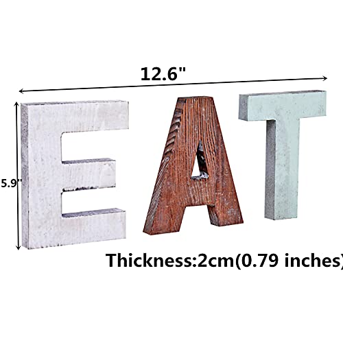 Wooden Eat Sign Decorative Wooden Block Word Signs,Freestanding Dual Purpose On Wall And Desk Wooden Cutout Letters,Home Decoration For Living Room #TOP1