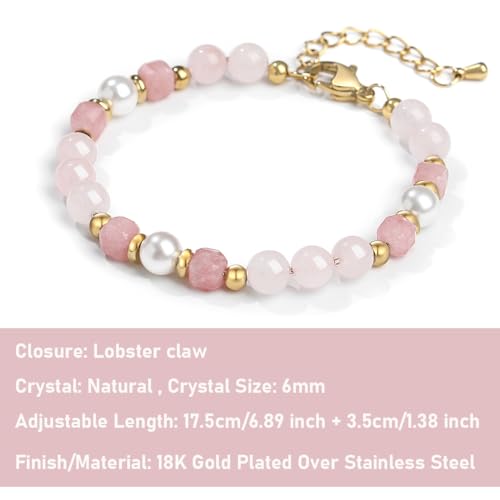 Image of Quietsun Trendy Gifts for Her-Positive /Love /Joy Natural Crystal Bracelets for Girls /Teens /Adults-Adjustable /Handmade-Gift Box Packing