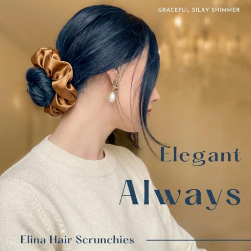 Image of Elina 12 Pcs Premium Satin Scrunchies Set for Girls, Women Anti-Hair-Breakage, Silk Hair Ties Set Elastic Rubber, Best Gift For Mom, Sister, Friends (Pack of 12)(Neutral Shade Multi Colors)