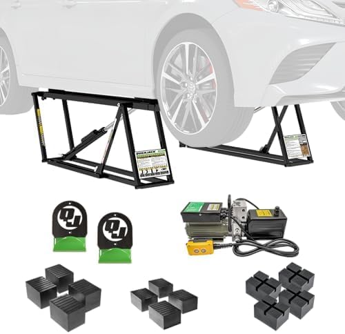 QuickJack 5000TL Car Lift Bundle  Portable Lift with Wall Hangers & Pinch-Weld Blocks, ALI Certified 5,000 lb Capacity, 110V Power Unit, Compact Alternative to a 2-Post Car Lift for Garage or Shop