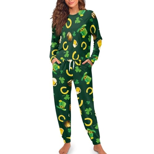 Image of Women's Pajamas Set Soft 2 Piece Loungewear Long Sleeve Pj Set Matching Sleepwear with Pockets for Women Plus Size