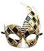 Coolwife Men's Masquerade Mask Vintage Venetian Checkered Musical Party Mardi Gras Mask (C Gold/Black)