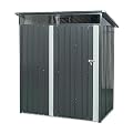 Qiokoith 5ft x 3ft Outdoor Metal Storage Shed Transparent Plate Gray/Black Easy to Assemble, Suitable for Outdoor Gardens (Gray)