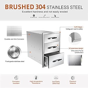 Outdoor kitchen drawer stainless steel access drawers for outdoor kitchen island grill station14w x 21h x 21d  urban country home decor