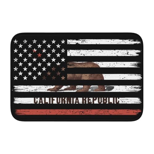 US and Flag of California (1912) Bathroom Rugs Bath Mat Soft Cozy and Absorbent Bath Rug, Non Slip Bath Mat for Bathroom Door, Shower, and Tub 24x16 in Bath Rug