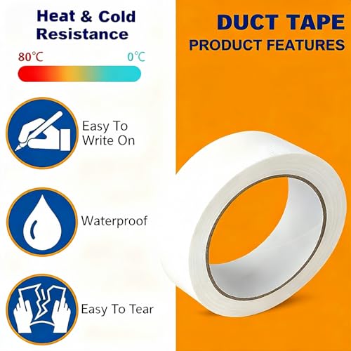 Weißes Panzertape Wasserfest, 25mm × 20m Panzer Tape Handeinreißbar, Wasserfestes Klebeband, Panzerband Weiß Extra Stark, Wasserdichtes Klebeband Außen für Reparieren Bündeln Verstärken Oder Abdichten