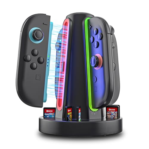 Station de Charge pour Manette Switch 2, Station de Charge USB-C Rapide pour jusqu'à 4 commutateurs magnétiques, 2 Joy-Con 2, Station de Charge Joy-Con 2 (4 Ports magnétiques)