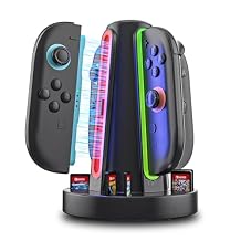 HEATFUN Charging Dock for Nintendo Switch 2 Joy-Con 2, 4-Port Switch 2 Joycon Charger Station with 6 Game Card Storage, Color-Coded 360 LED Indicator & Beep Alert for Joy-Cons
