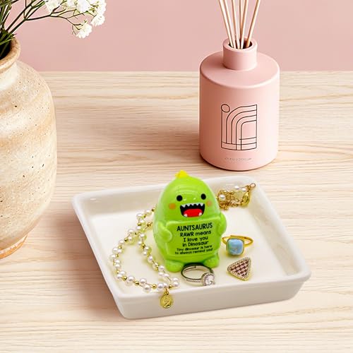 Image of Funny Gift for Aunt Mothers Day Aunt Gifts from Niece Nephew - Auntsaurus Ring Holder for Jewelry Rings Earrings Necklace Bracelets Organizer, Mothers Day Birthday Christmas Gift for Auntie