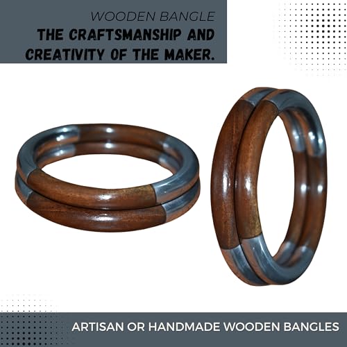 Image of Handmade Natural Wooden Bangles, Stylish Designs,Artisan Premium Quality for Women | Natural Wood Bangles Christmas Gift Jewelry for Her | Eco-Friendly Artisan Crafted Gift