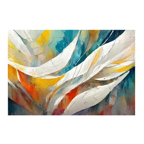 Poster oeuvre blanche texturee GAEKKO 50x50 cm pour decoration murale