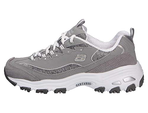 Skechers Women's D'Lites-Me Time Lace Up Fashion Sneakers, Grey/White, 83