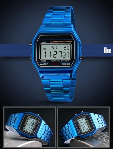 Montre numérique homme écran rétroéclairé lisible acier étanche - 3