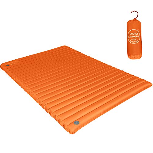 LAZZO Double Sleeping Pad-Mat,Ultralight 1800g/63.5oz,Best Sleeping Pads for Camping,Hiking,Backpacking,Tent.Inflates in just 7minutes.(Orange)