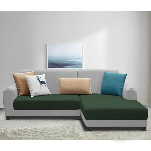 Image of Kraven RHS 4 Seater L Shape Sofa Set for Living Room (Green Grey Fabric) Premium Fabric Sofa